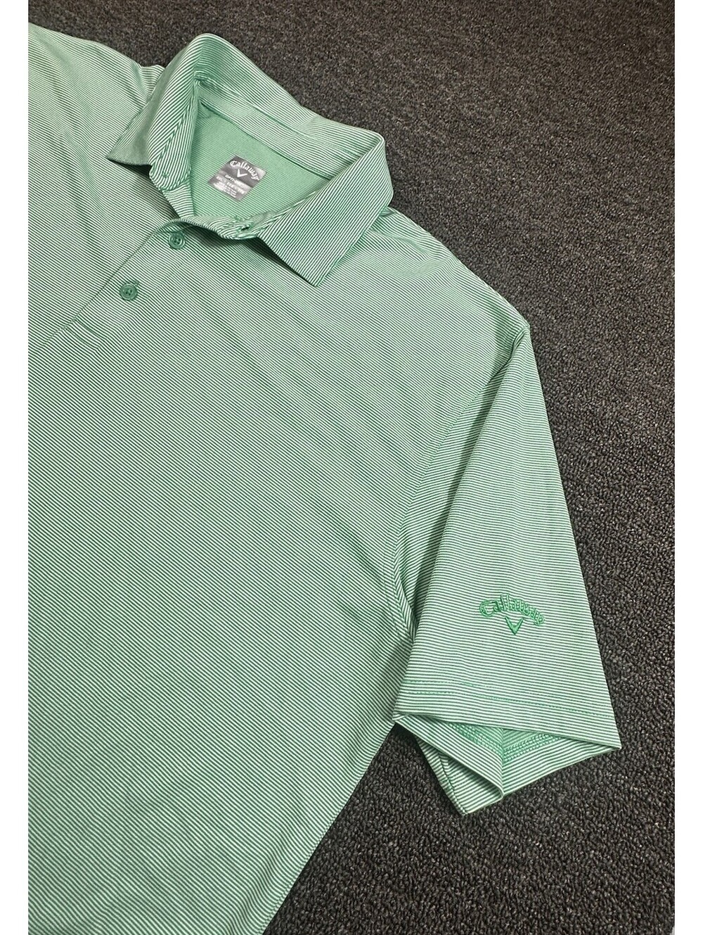 Callaway Opti-Dri Sz XXL Mint Green Micro Stripe Golf Shirt